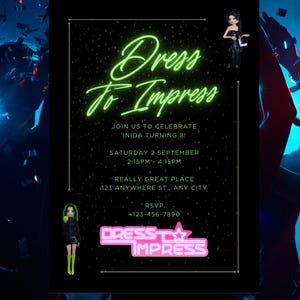 Dress to Impress Invite (Neon Green Theme)