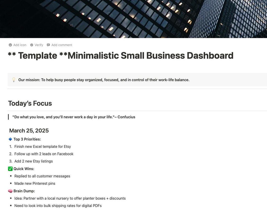 Small Business Dashboard Notion Template | All-in-one Task, Finance ...