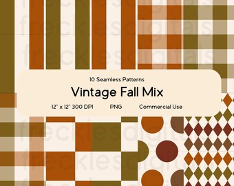 Vintage Fall Mix Seamless Pattern Bundle | Repeating Pattern