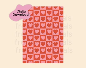 Printable Mother's Day Card - Checker and Hearts - Digital Card