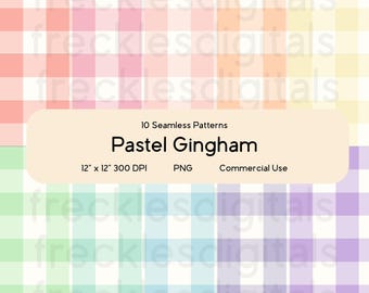 Pastel Gingham Seamless Pattern Bundle | Repeating Pattern