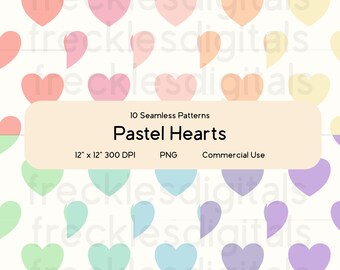 Pastel Hearts Seamless Pattern Bundle | Repeating Pattern