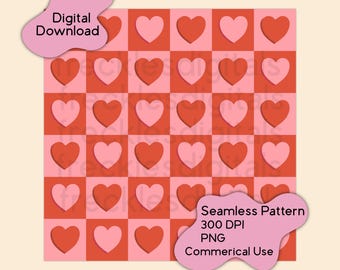 Heart Checker Seamless Pattern | Repeating Pattern | Love | Valentine's Day