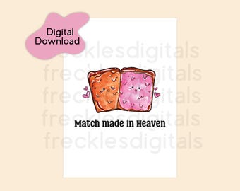 Printable Greeting Card - PB & J Couple - Digital Card