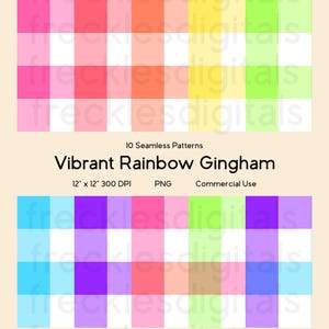Rainbow Gingham Seamless Pattern Pack | Repeating Pattern | Vibrant