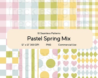 Pastel Spring Mix Seamless Pattern Bundle | Repeating Pattern | Easter