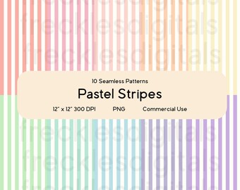 Pastel Stripes Digital Paper Bundle | Repeating Pattern | Seamless Pattern