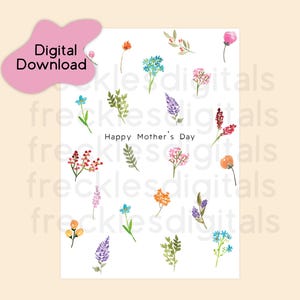 Printable Mother&#39;s Day Card - Watercolor Florals - Digital Card