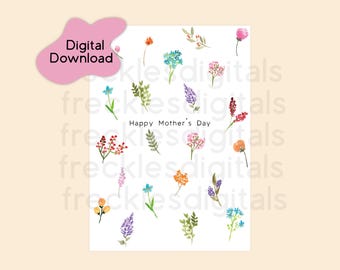 Printable Mother's Day Card - Watercolor Florals - Digital Card