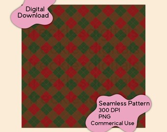 Christmas Plaid Seamless Pattern | Repeating Pattern | Red, Green