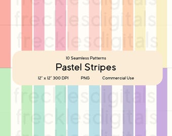 Pastel Stripes Seamless Pattern Bundle | Repeating Pattern