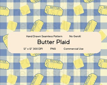 Hand Drawn Butter Plaid Seamless Pattern | Repeating Pattern | No Generative AI