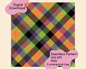 Halloween Plaid Seamless Pattern | Repeating Pattern