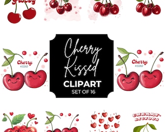 Red Cherries PNG SVG set, Valentine Cherry Edition, Cherries Clip Art instant download, Cherry Art Print, Cherries Deco, Y2K Digital Art