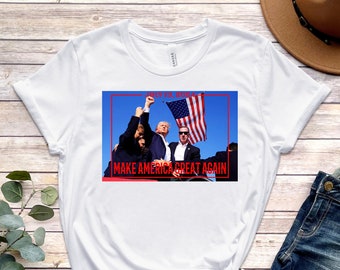 Donald Trump Shirt, July 13 2024 2024 Make America Great Again, Trump Fist Trump Rally Shot Assassination Attempt Maga Iconic Shirt, Trump