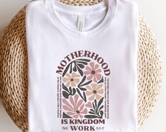 Motherhood is Kingdom Work Shirt, Christian Mom Shirt, Retro Christian Mom T Shirt, Christian Mothers Day Shirt, Bible Shirt