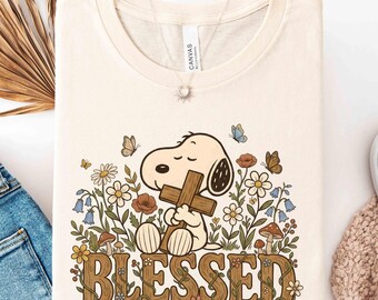Cute Puppy Blessed Christian Shirt, Faith Puppy with Cross Shirt, Cute Christian Dog Tee, Religious Floral Shirt, Faith Based Hoodie