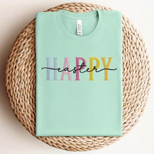 Embroidered Happy Easter Shirt, Embroidered Bunny Shirt,Embroidered Shirt,Easter Shirt,Easter Gift, Happy Easter Embroidery Shirt