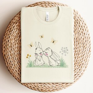 Embroidered Easter Day Cute Rabbit Bunny Shirt, Spring Easter Embroidered Shirt, Easter Shirt, Bunny Embroidered Shirt, Easter Bunny Shirt