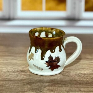 Copper and Gold Fall Leaf Harvest Handmade Porcelain Coffee Cup, Mug