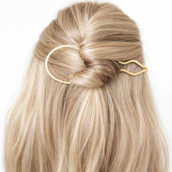 Fermaglio per capelli sottili – Bastoncino per capelli in ottone leggero per chignon, forcina minimalista a forma di U, torsione francese, semi-raccolto, acconciatura raccolta