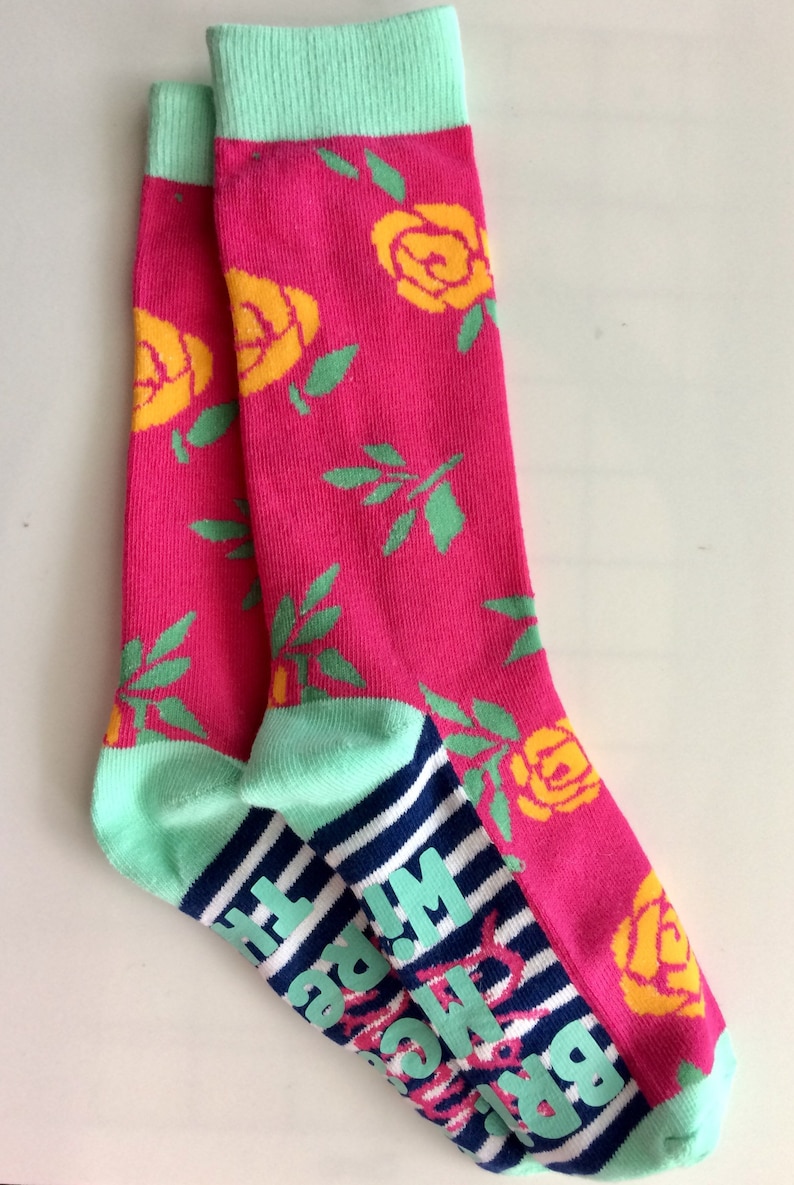 cute gift birthday bridal shower if you can read this funny gift rose Wine socks pink funny socks sock sayings funny sayings wine