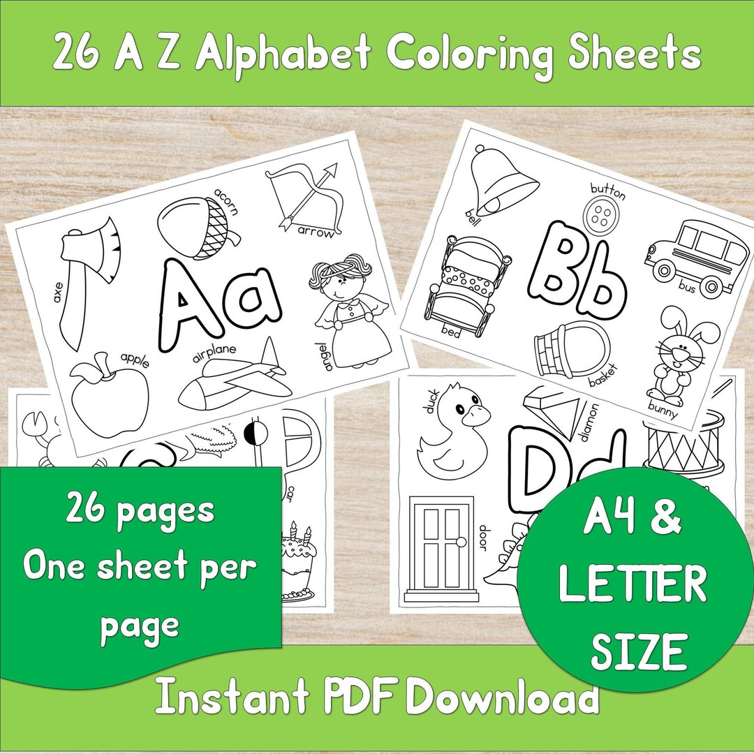 Alphabet Coloring Pages: A-Z Montessori Learning (PDF Download) - Etsy
