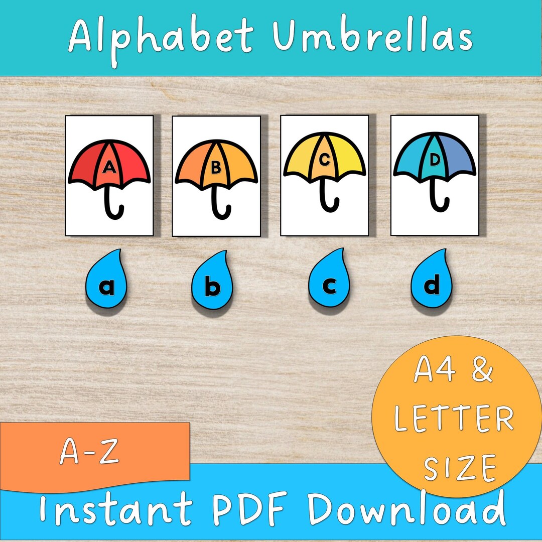 Umbrella Alphabet Matching Game: Montessori Learning Resource (PDF ...
