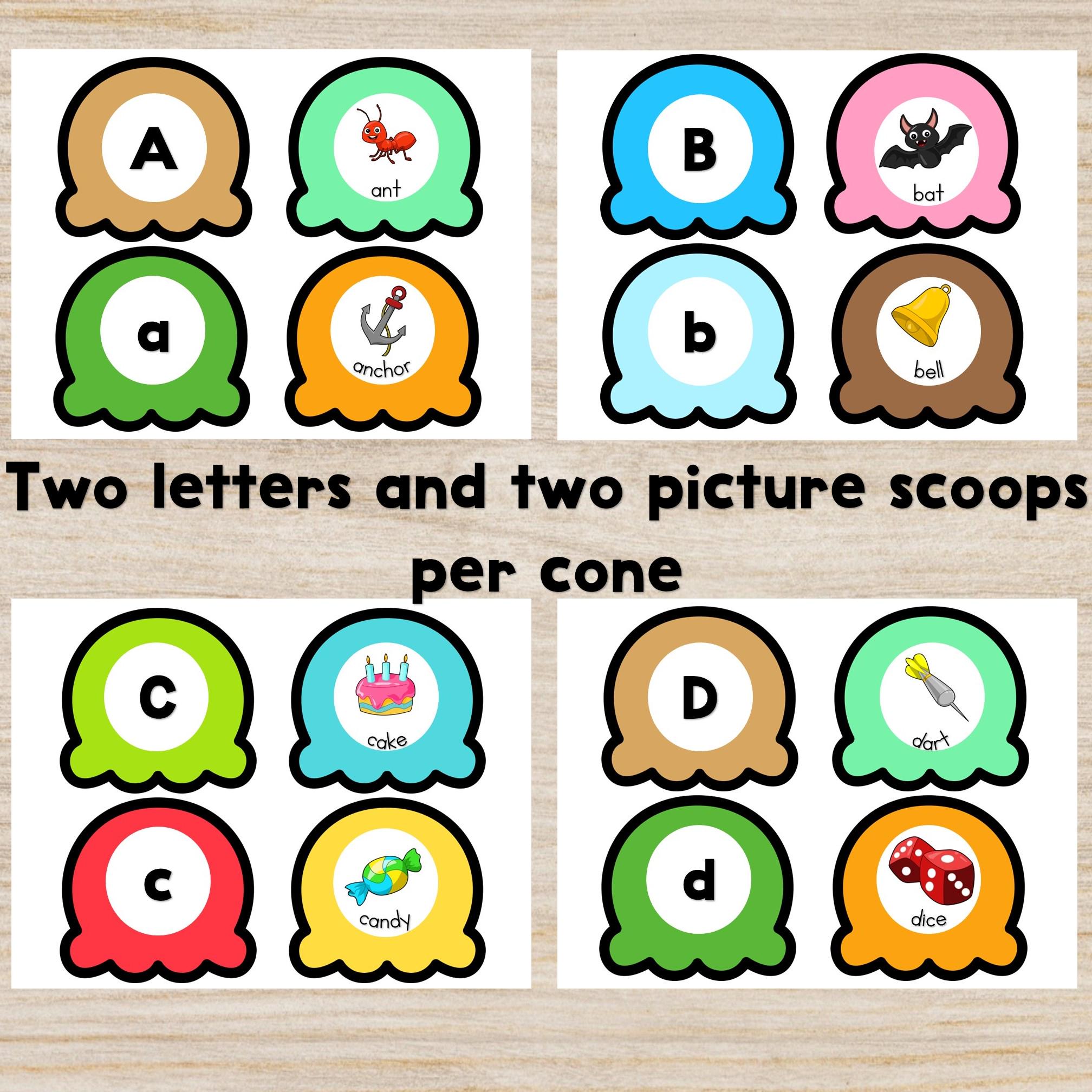 Ice Cream Alphabet Matching Game: Montessori Learning Resource (digital ...