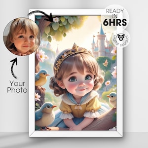 Retrato personalizado no estilo de uma princesa Retrato personalizado Princesa Cenário Convite de aniversário Cartão Presente de princesa Pôster Princesa
