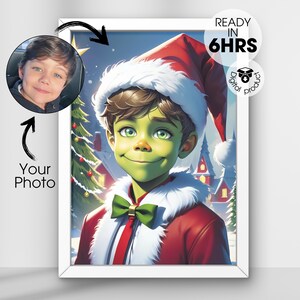 Personalized grinch Portrait Custom Portrait grinch Invitation Card grinch Gift Poster grinch for boy for girl Unique Xmas Art Gift