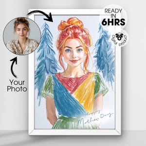 Personalized Mother&#39;s Day Photo Poster: Custom Watercolor Portrait (Digital Download)