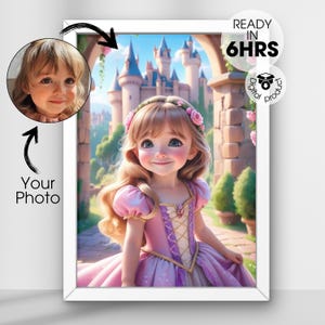 Retrato personalizado no estilo de uma princesa Retrato personalizado Princesa Cenário Convite de aniversário Cartão Presente de princesa Pôster Princesa