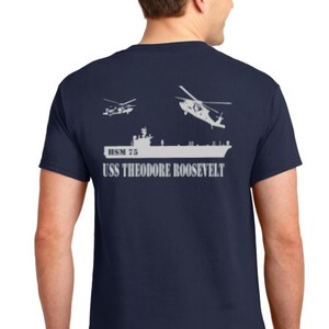 Vintage US Navy HSM 75 Squadron T-Shirt from USS Theodore Roosevelt Tee | Wolf Pack Helicopter Strike Unit | Naval Base Coronado, California