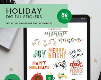 Holiday Digital Stickers | Winter Digital Stickers, Christmas Stickers, Digital Planners, Goodnotes, Precropped stickers for iPad/Tablets