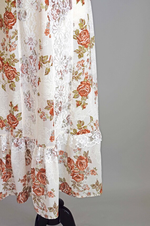 Flowers and Lace BOHO Maxi Dress | 1970s - image 9