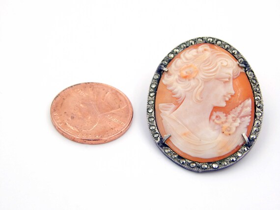 800 silver antique cameo |  beautiful shell 30s c… - image 2