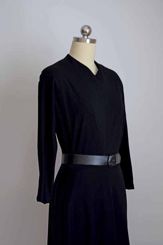 purely simple 1940s black wool knit dress  | small - image 5