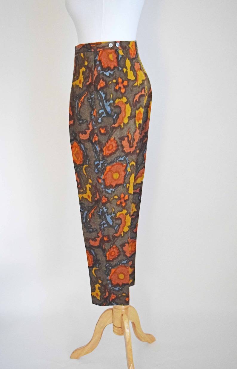 1950s Autumnal Cigarette Pants Vintage 50s Print Wool - Etsy Canada