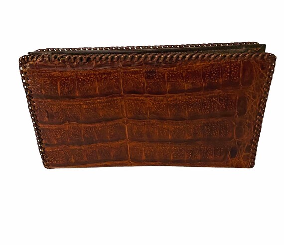 Vintage 1950s Genuine Alligator clutch - image 1