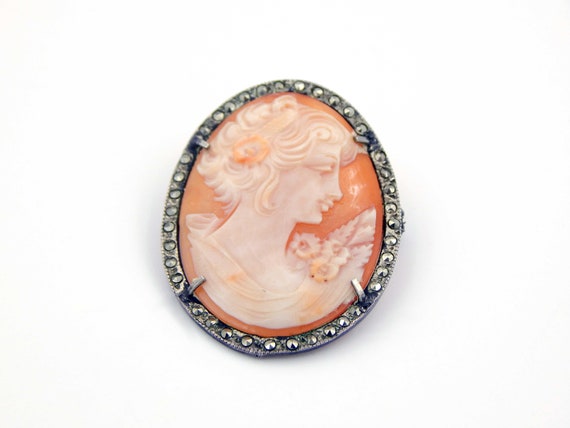 800 silver antique cameo |  beautiful shell 30s c… - image 1