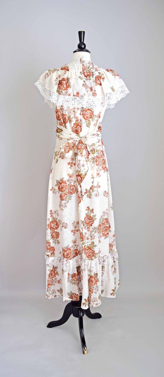 Flowers and Lace BOHO Maxi Dress | 1970s - image 7