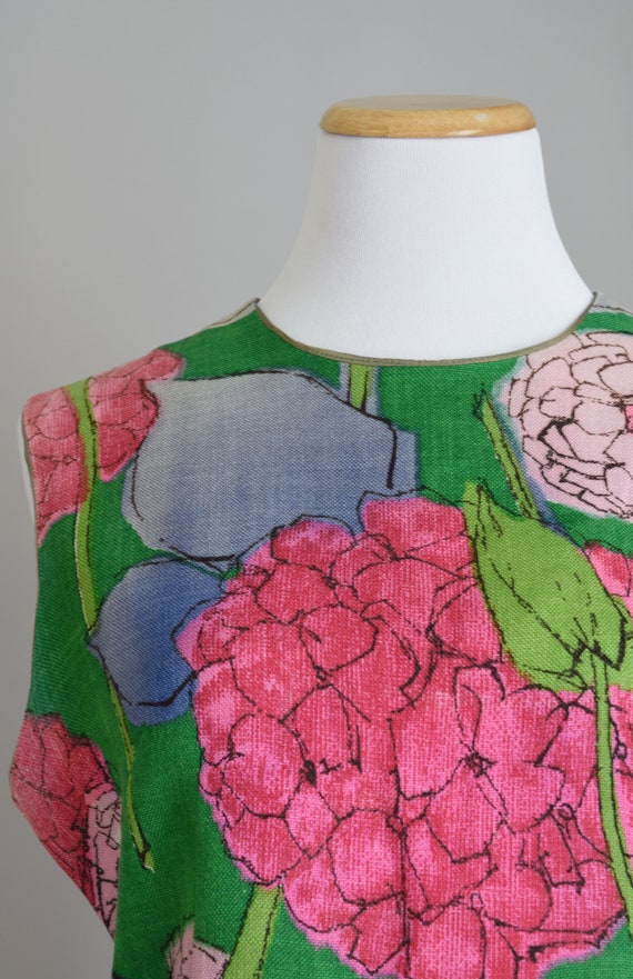 les fleurs linen dress | vintage 60s shift - image 5