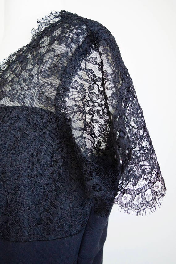 Vintage 1950's black lace illusion dress | 50s ev… - image 6