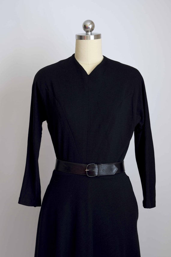 purely simple 1940s black wool knit dress  | small - image 3