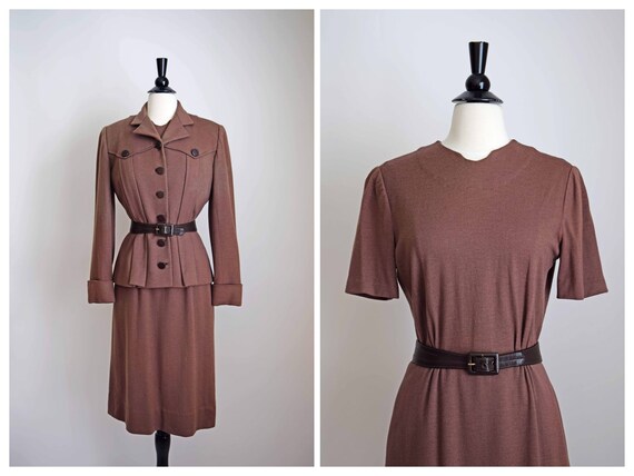 talmack 40's Militaria wool suit | 1940s brown woo
