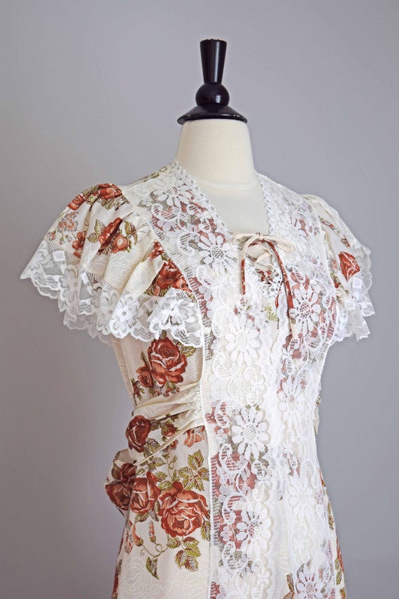 Flowers and Lace BOHO Maxi Dress | 1970s - image 6