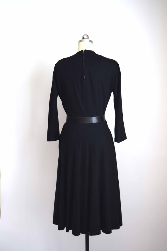 purely simple 1940s black wool knit dress  | small - image 6