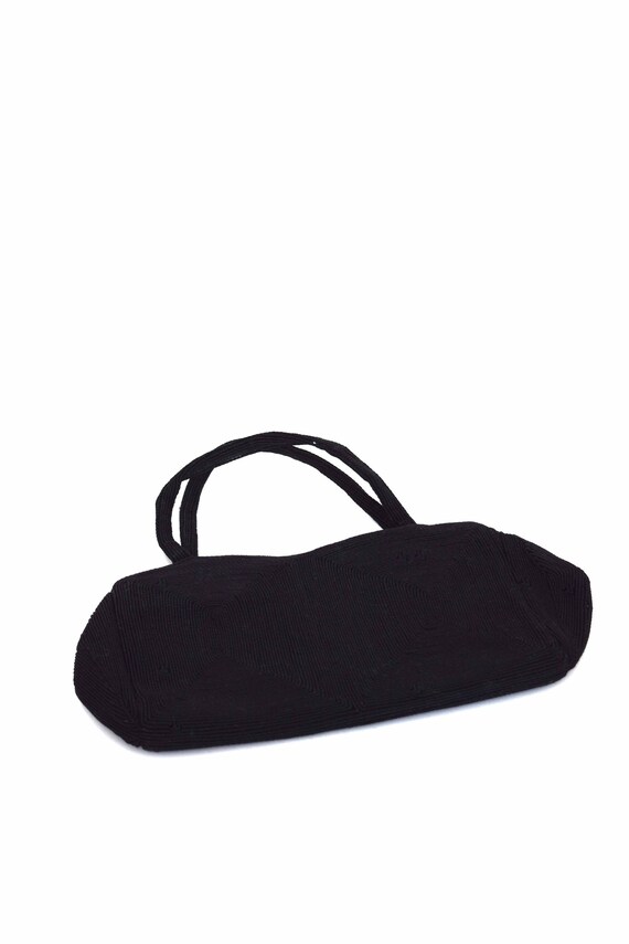 1940s tiny black corde handbag with handles