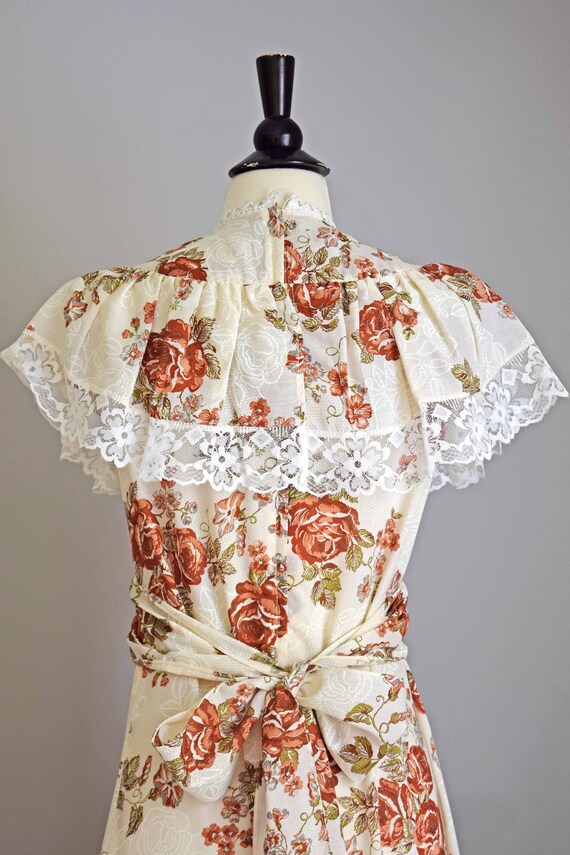 Flowers and Lace BOHO Maxi Dress | 1970s - image 8